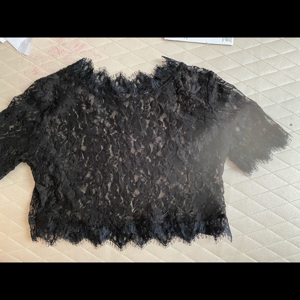 Black lace crop top